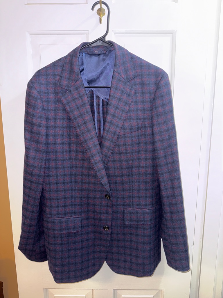 Bonobos Men's Navy And Burgundy Plaid Sport Coat